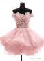 Lovely Off Shoulder Organza and Lace Sweetheart Prom Dress, Homecoming Dresses