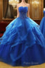 Lovely Royal Blue Tulle Formal Prom Dresses, Blue Sweet 16 Dresses