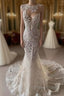 Luxurious Mermaid Lace Appliques Wedding Dress Sheer Skirt