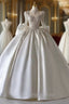 Luxury Ball Gown Sweetheart Neckline Long Sleeves Sequin White Wedding Dresses Brides Dresses