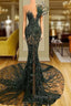 Luxury See Through Beaded Formal Prom Dresses Bodycon Sexy Formal Prom Evening Dresses