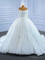 Luxury Tulle Sequins Pearls Long Sleeve Wedding Dress