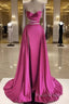 Mermaid Beaded Straps V Neck Slit Dresses