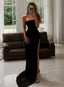 Black Fashion Elegant Mermaid Fishtail Slim Fit Long Satin Ball Gown Formal Evening Dresses Party Dresses
