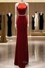 Mermaid Halter Burgundy Long Velvet Formal Prom Dresses