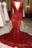 Mermaid High Neck Long Sleeves Formal Prom Dresses