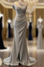 Mermaid Silver Glitter Dresses One Shoulder Split