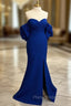 Mermaid Sweetheart Neck Satin Royal Blue Long Formal Prom Dresses
