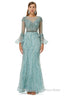 Mermaid Tulle Beading Long Sleeve Prom Dresses
