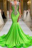 Mermaid V-neck Sequined Open Back Floor-length Sleeveless Lace Beading Formal Prom Dress