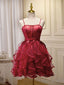 Mini/Short Burgundy Prom Dress, Puffy Cute Burgundy Homecoming Dress