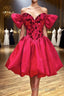 Mini/Short Red Satin Short Formal Prom Dresses, Short Homecoming Dress