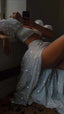 Modest 2 Pieces Sequin White Formal Prom Dresses 22Th Birthday Outfit