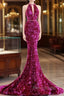 Modest Mermaid Long Sleeveless Sequin Formal Prom Dresses