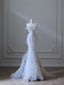 Modest Mermaid Strapless Tulle Flowers Formal Evening Dresses Long Formal Prom Dresses