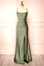 Modest Sheath Olive Green Backless Long Formal Prom Dresses Formal Graduation Party Dresses Formal Evening Dresses