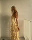 Modest Sheath Strapless Yellow Chiffon Floral Long Formal Prom Dresses Party Dresses 22Th Birthday Outfits Graduation Dresses