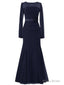 New Mermaid Long Sleeves Ribbon Trumpet Mother of the Bride Dress
