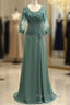 Noble A-Shaped Princess Chiffon Sticker Spoon 3/4 Sleeve Mother Of The Bride Dresses
