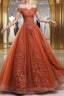 Off Shoulder Tulle With Lace Sweetheart Long Formal Dresses, Sweet 16 Dresses