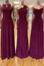 Off-The-Shoulder Floor Length Chiffon Long Bridesmaid Dresses