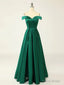 Off the Shoulder Green Long Prom Dresses, Off Shoulder Green Long Formal Evening Dresses