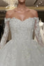 Off The Shoulder Royal Train Lace Wedding Dresses Ball Gowns