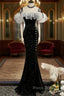 Off The Shoulder Shiny Black Mermaid Formal Prom Dresses, Off Shoulder Shiny Black Long Formal Evening Dresses