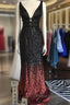 Ombre Mermaid V-Neck Court Train Formal Prom Sequins Dresses