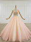 Orange Ball Gown Tulle Pleats Backless High Neck Beading Crystal Wedding Dress