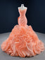 Orange Mermaid Tulle Sweetheart Pleats Prom Dress
