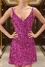 Orange One Shoulder Sequined Homecoming Dresses
