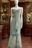 Pea Green Suspender Long Dresses