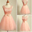 Peach Pink lace lovely for teens modest formal homecoming Dresses