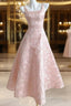 Pink A-Line Vintage Butterfly Embroidered Satin Formal Prom Dresses Birthday Dressesed01772