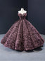 Pink Ball Gown Sequins Off the Shoulder Luxury Prom Dress