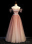 Pink Gradient Beaded Sweetheart Party Dress, Pink Gradient Evening Party Dresses