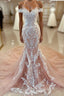 Pink Lace Applique Cap Or Long Sleeves Fishtail/Mermaid Wedding Dresses With Train, Formal Prom Gown