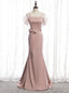 Pink Mermaid Satin Spagehtti Straps Prom Dress With Sash
