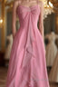 Pink Sheath Long Formal Prom Dresses Sweet Formal Party Dresses