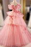 Pink Spaghetti Strap Tulle Long Formal Prom Dresses, Beautiful A-Line Formal Sweet 16 Dresses