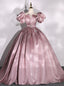 Pink Square Puff Sleeve Square Quinceanera Dress