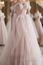 Pink sweetheart tulle long Formal Prom dress, pink tulle formal dress