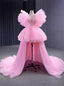 Pink Tulle V-neck Pleats Prom Dress