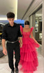 Pink Tulle Formal Prom Dresses Long Formal Evening Dresses