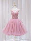Pink Tulle Sequins Beading Homecoming Dress