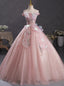 Pink Tulle Sequins Beading Quinceanera Dress
