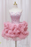 Pink Tulle Short Homecoming Dress with Rhinestones, Cute Party Dress