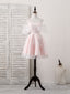 Pink Tulle Sweetheart Lace Short Prom Dress, Pink Homecoming Dress