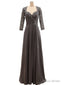 Popular Long Sleeves Beaded Lace Chiffon Mother of the Bride Dress